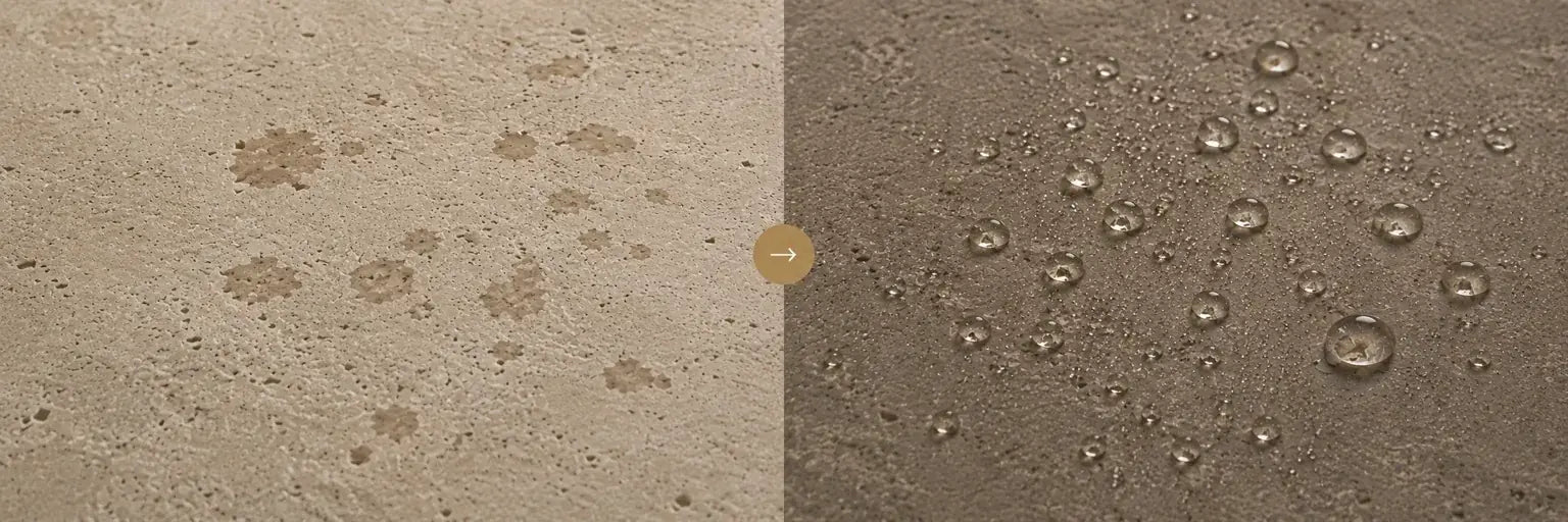 Vergleich unbehandelter und geschützter Naturstein
